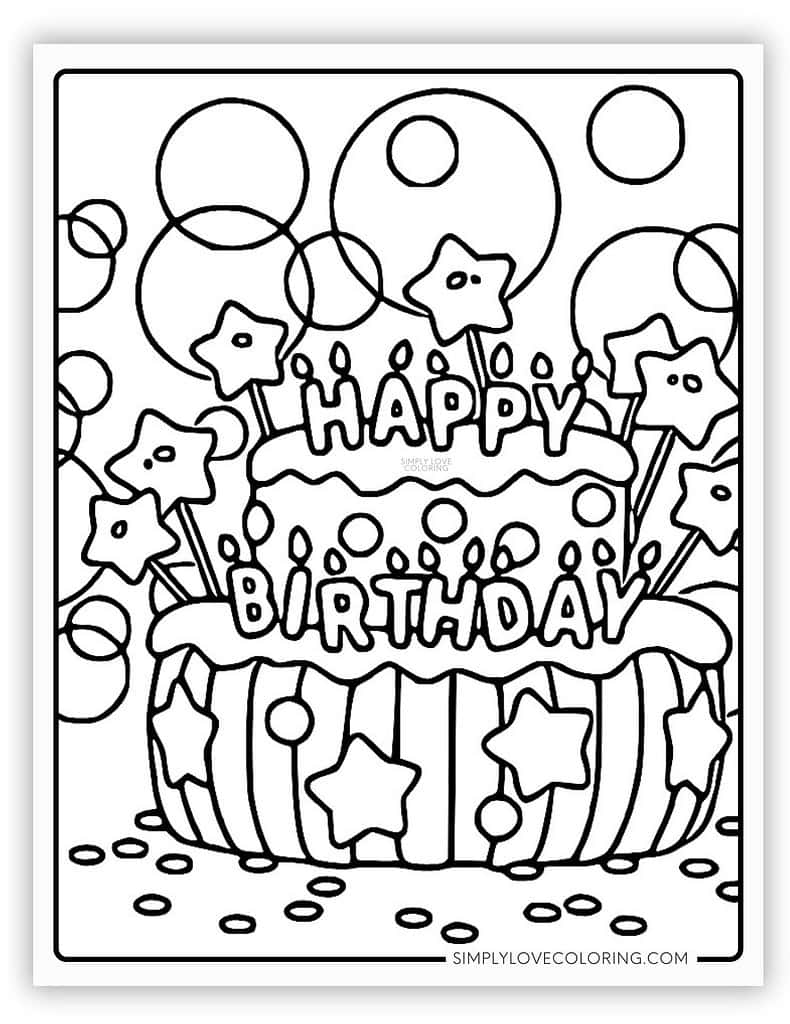 Cute Happy Birthday Coloring Page