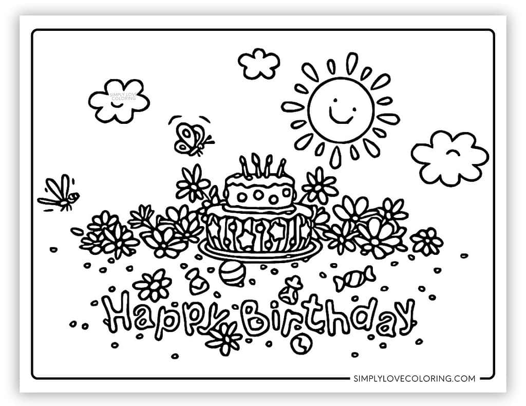 Doodle Happy Birthday Coloring Page