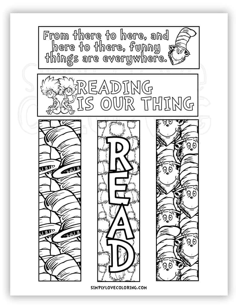 Dr Seuss Bookmarks to Color