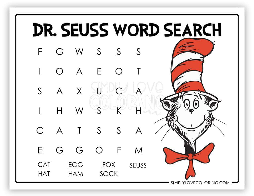 Easy Dr Seuss Word Search