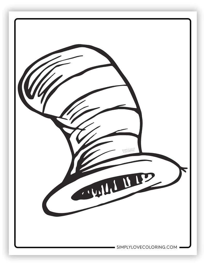 Easy to Color Cat in the Hat Dr Seuss Coloring Page