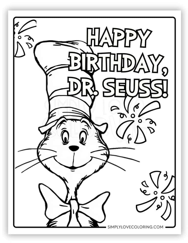 Happy Birthday Dr Seuss Coloring - Easy To Color Happy Birthday Dr Seuss Coloring Pages 768x994 
