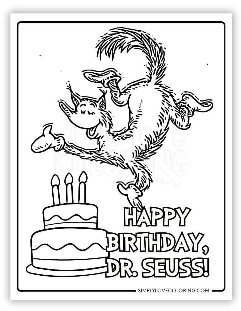 Happy Birthday Dr Seuss Coloring - Fox In Socks Happy Birthday Dr Seuss Coloring Pages 768x994 