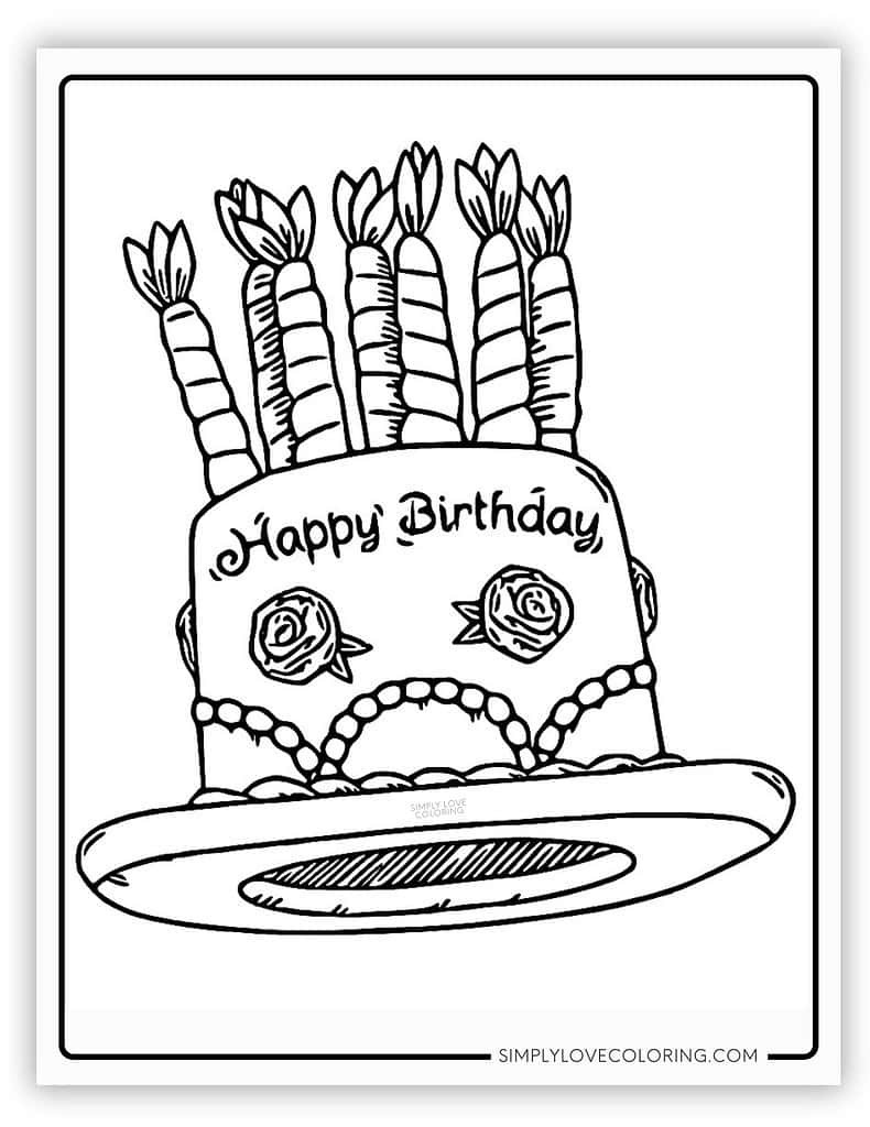 Fun Birthday Hat Happy Birthday Coloring Page