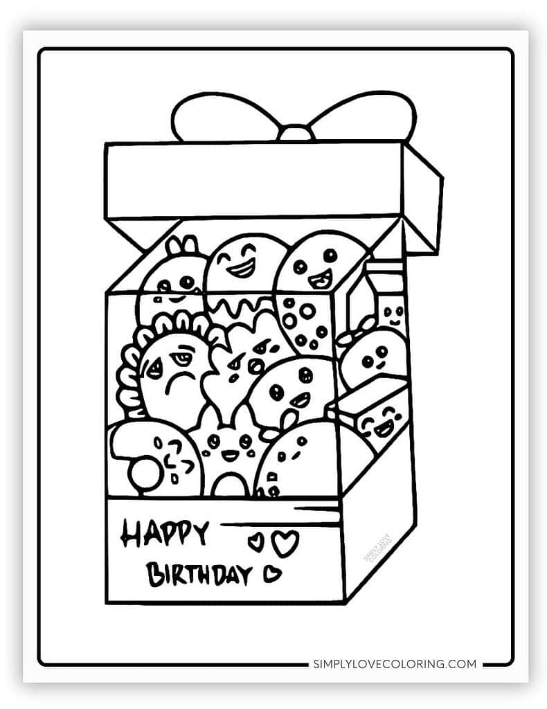 Fun Present Happy Birthday Coloring Page