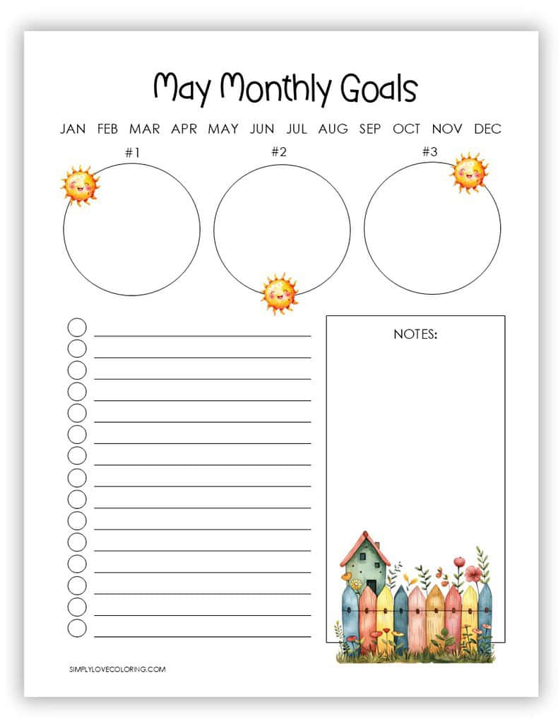 Goals of the Month May Planner Printables Set