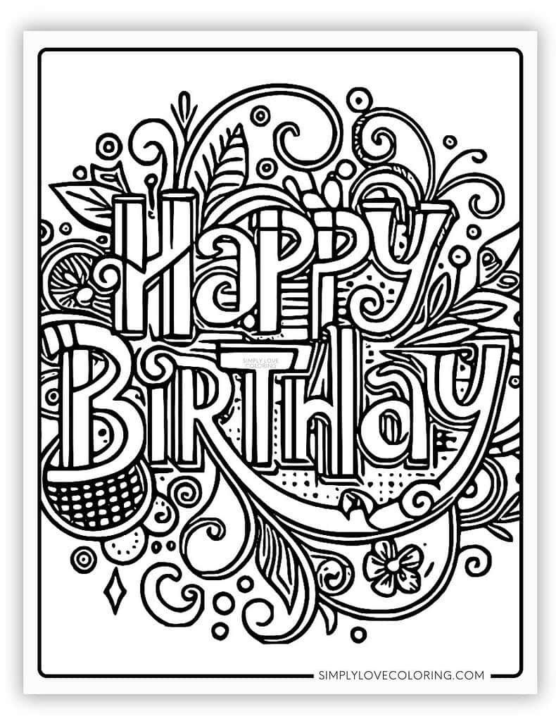 Happy Birthday Coloring Page