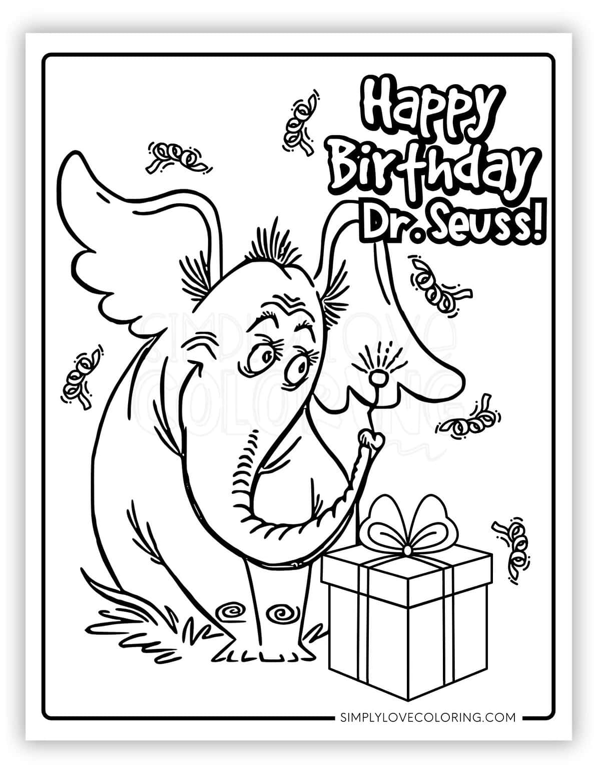 Happy Birthday Dr Seuss Coloring - Happy Birthday Horton The Elephant Dr Seuss Coloring Pages 1187x1536 