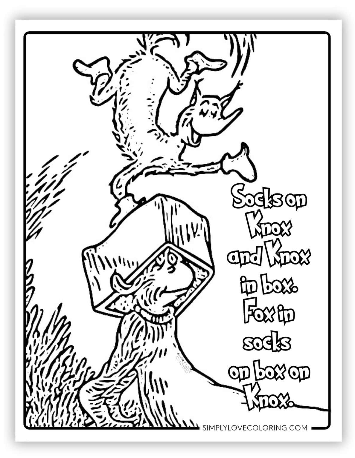 Fox in Sox Coloring Pages Free - Knox And Fox In Socks Coloring Pages 1187x1536