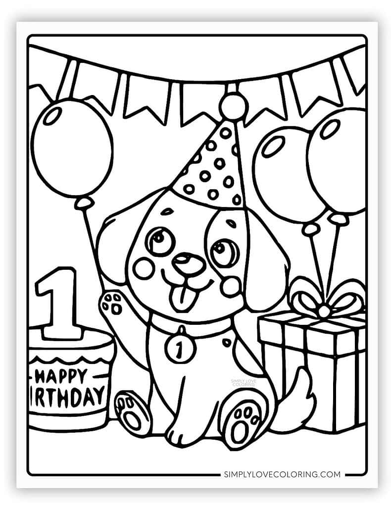 Number 1 Candle Happy Birthday Coloring Page