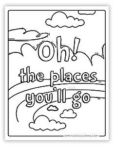 Oh, The Places You'll Go Coloring Pages (Free PDF Printables) - Simply Love Coloring