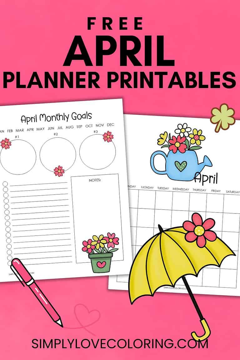 April Planner Printables (Free PDF Download) - Simply Love Coloring