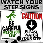 watch your step sign pinterest image
