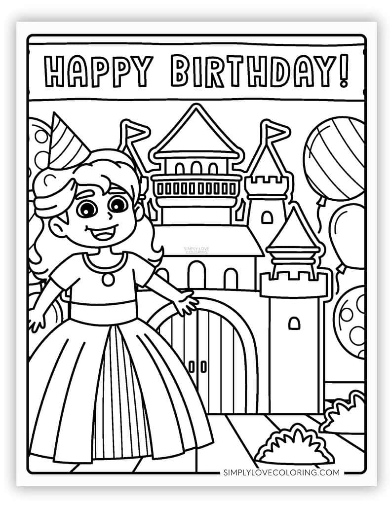 Princess Happy Birthday Coloring Pages