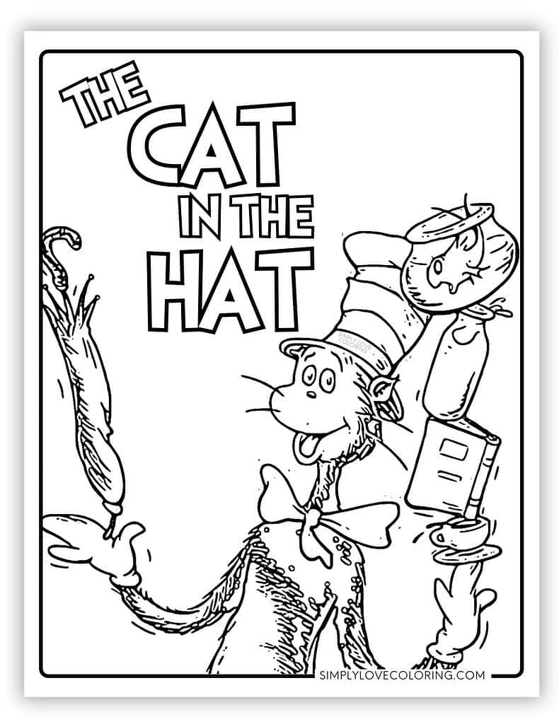 The Cat in the Hat Dr Seuss Coloring Page