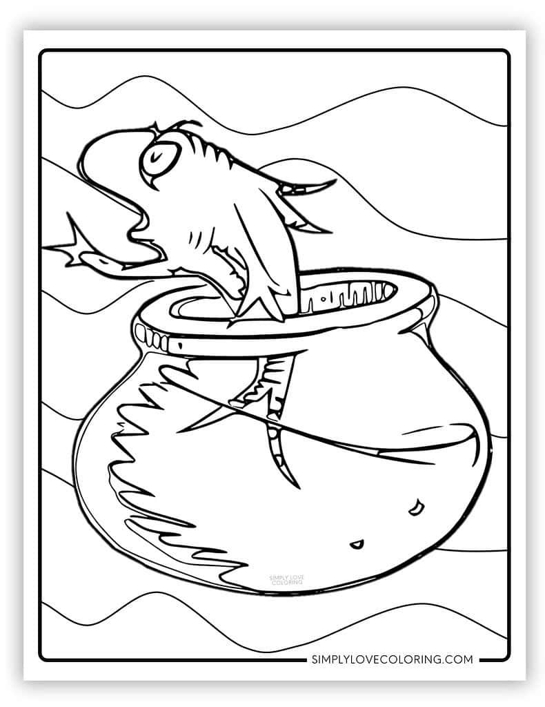 The Fish Cat in the Hat Coloring Page