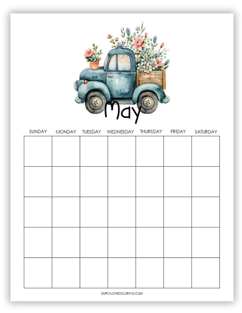 Undated Calendar May Planner Printables Set