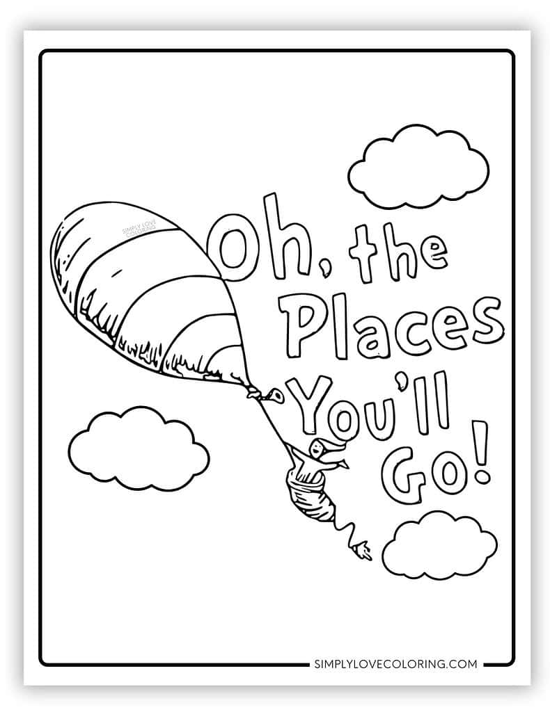 Young Boy Holding Balloon Oh The Places You'll Go Coloring Pages