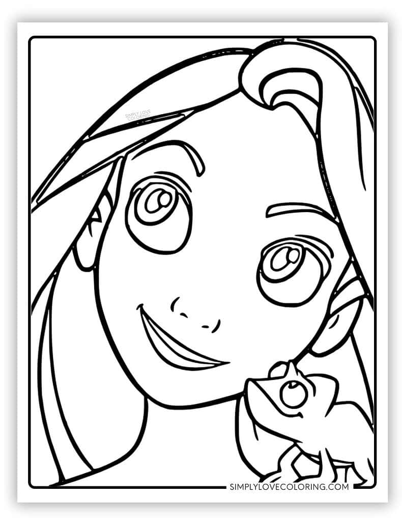 Easy to Color Rapunzel Tangled Coloring Page