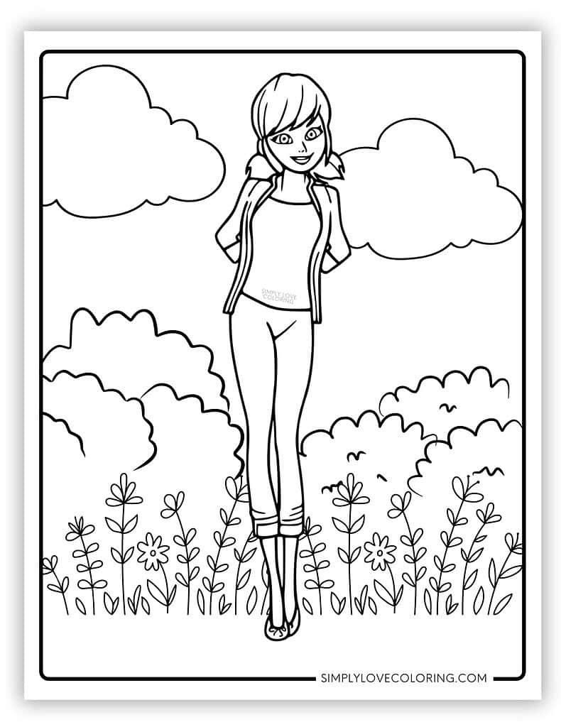 Marinette of Miraculous Ladybug Coloring Page
