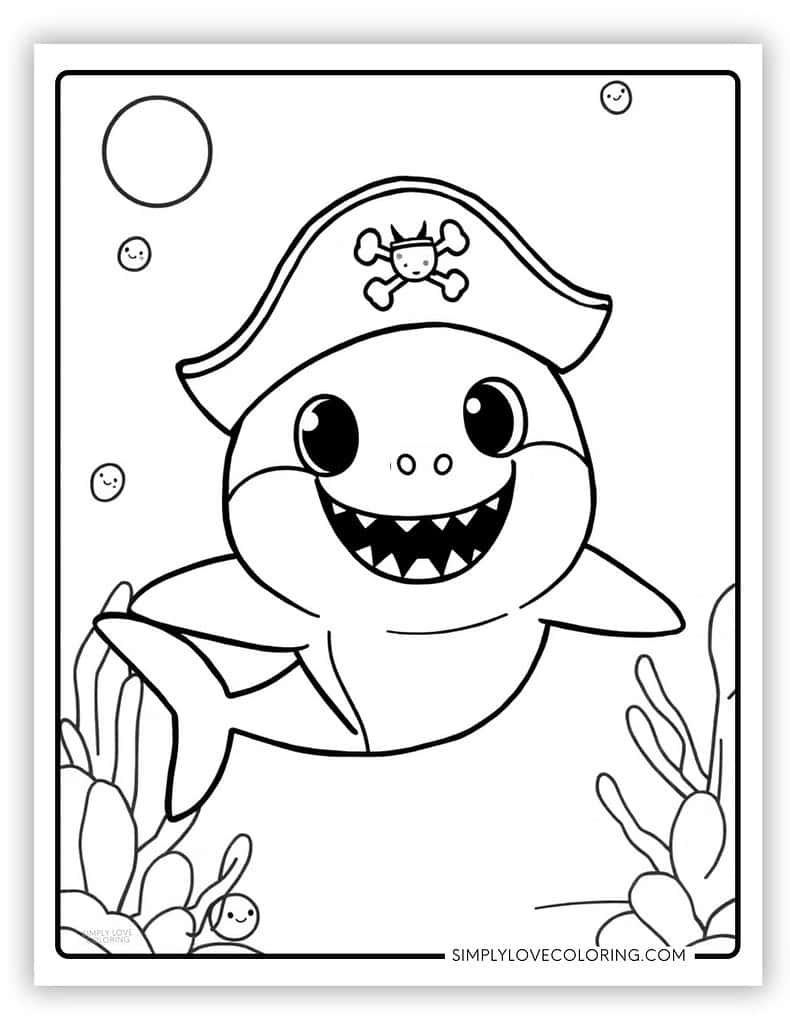 Pirate Baby Shark Coloring Pages