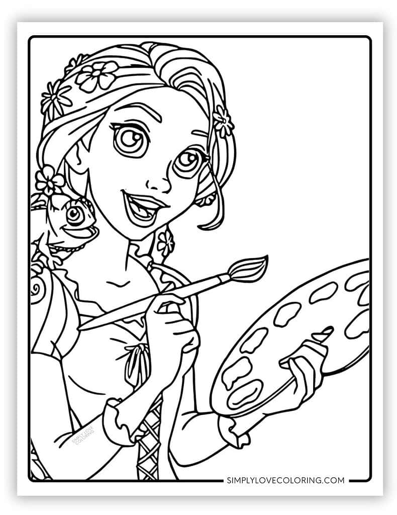 Rapunzel painting Tangled Coloring Pages