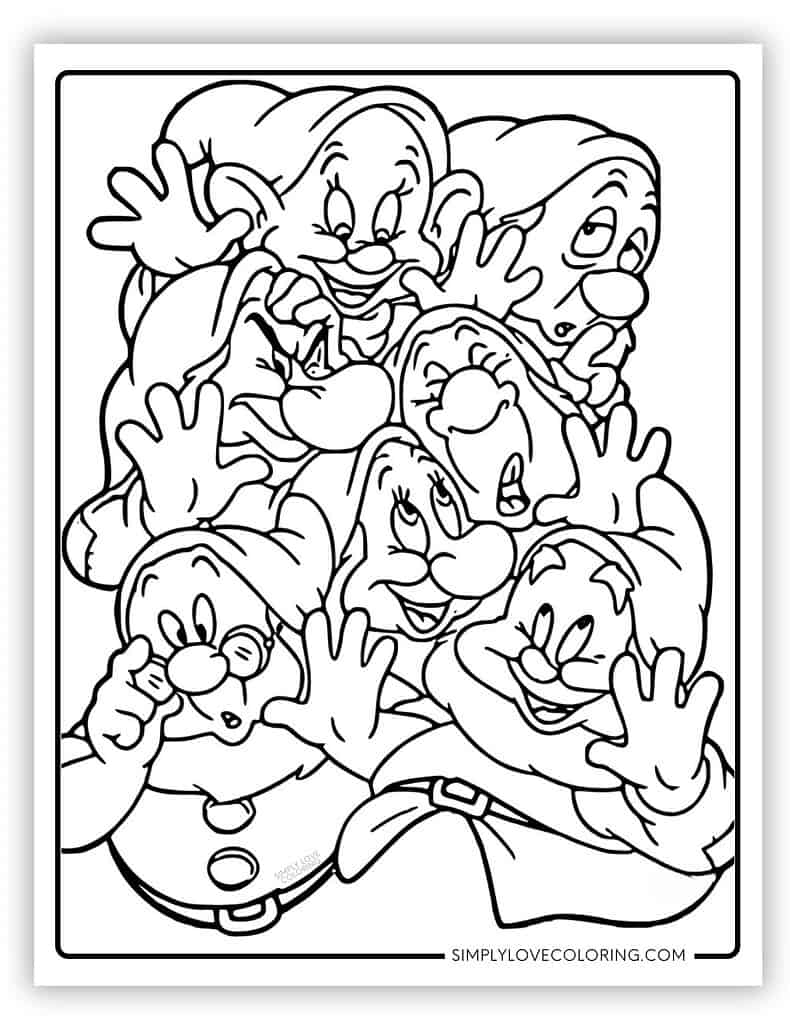The Seven Dwarfs Snow White Coloring Pages