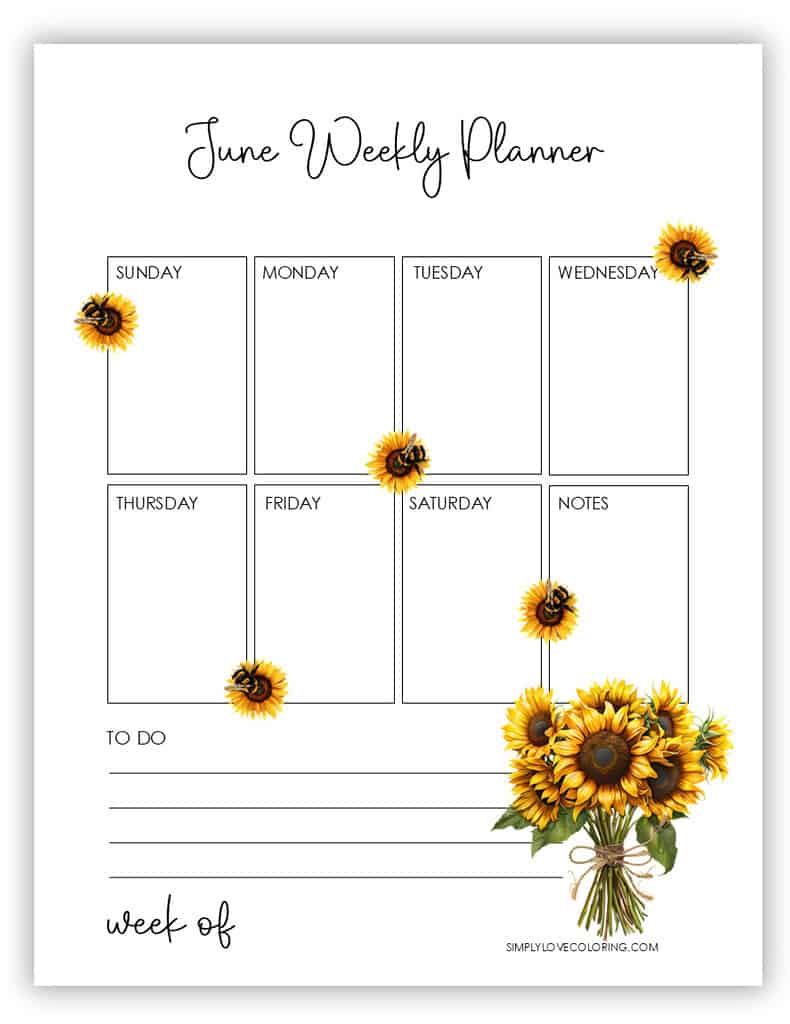 Weekly Planner June Planner Printables