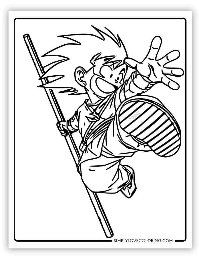 Young Goku Leaping Goku Coloring Pages