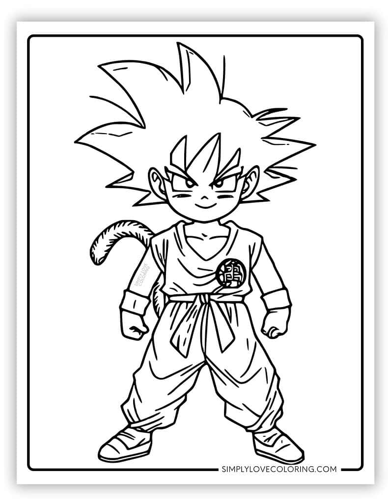 Young Goku Standing Goku Coloring Page