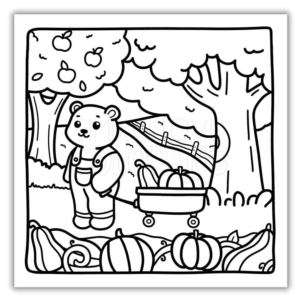 Cozy bear pulling a wagon