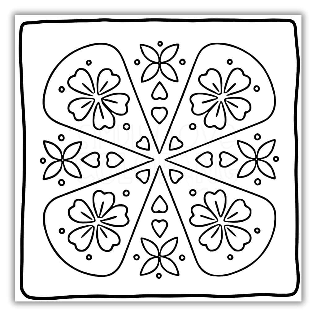 Bold Flower Pattern Coloring Sheet