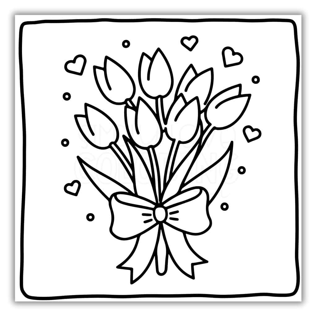 Bouquet of Tulips Coloring Sheet 