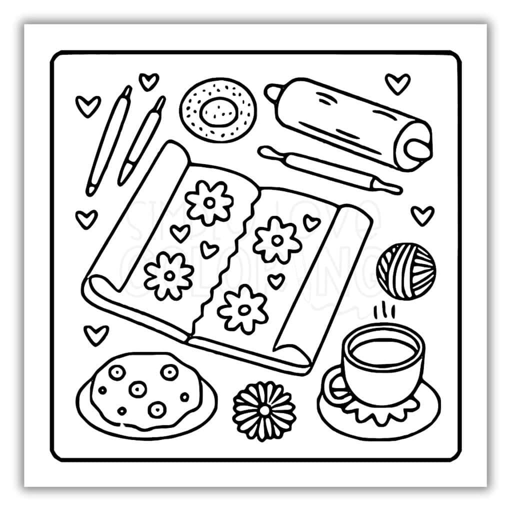 Cookies on Baking Tray Coloring Page