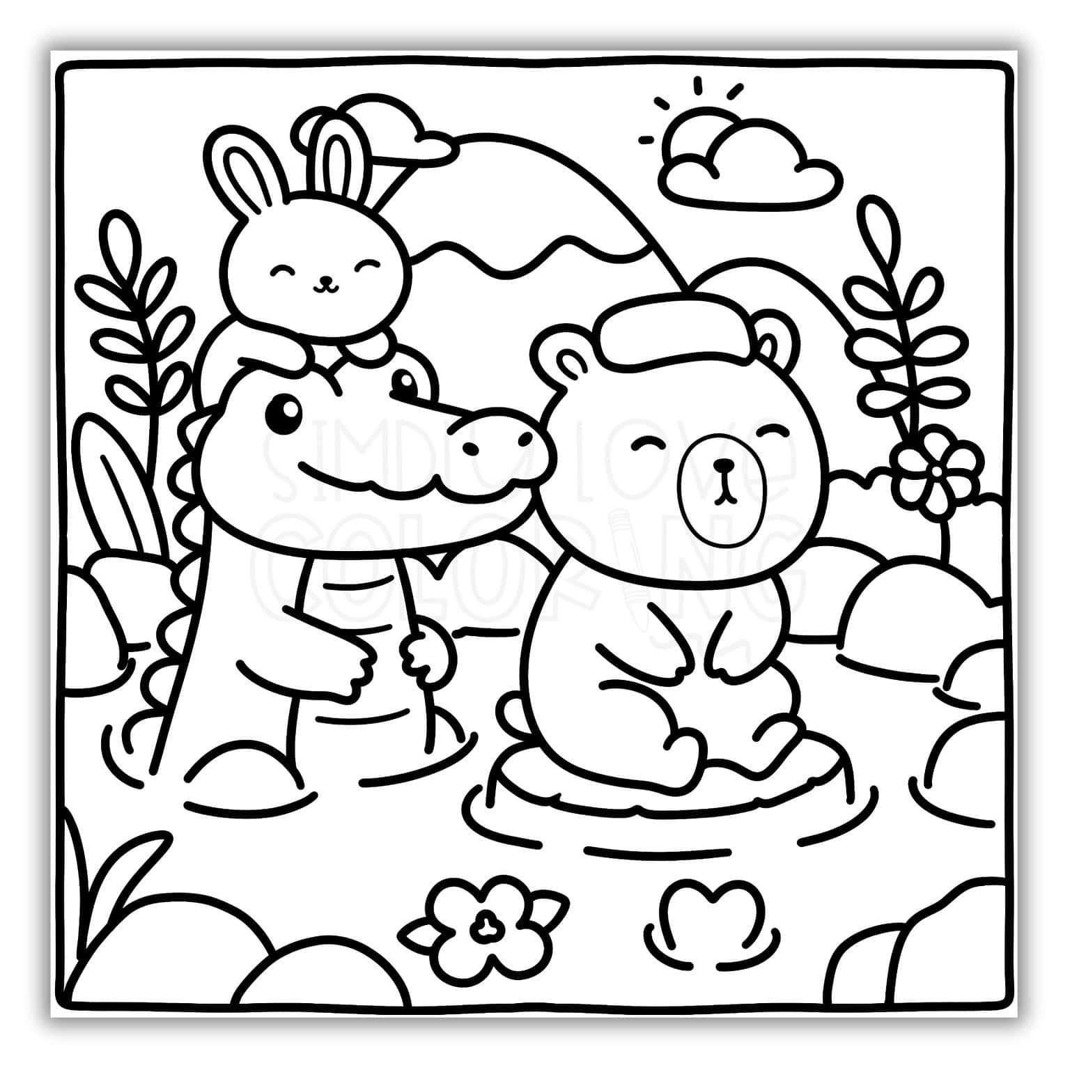 Cozy Capybara and Friends Coloring Pages (Free PDF Printables) - Simply ...