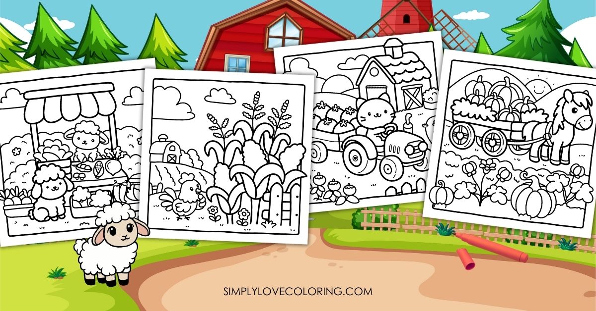 cozy farm coloring pages featured image