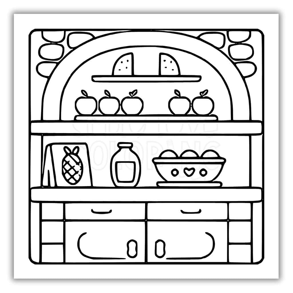 Cupboard Full of Fruit Coloring Page