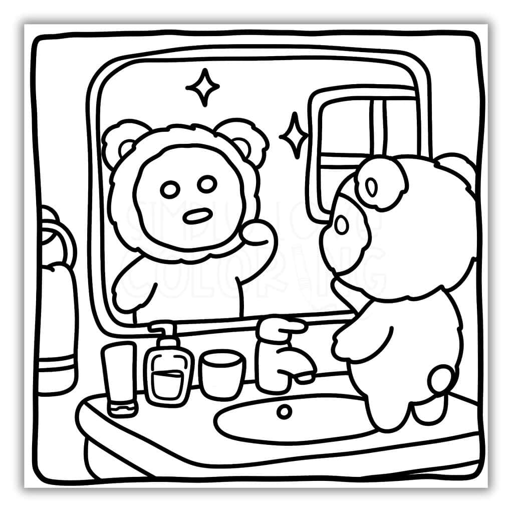 Cute Bear Wearing Face Mask Coloring Sheet