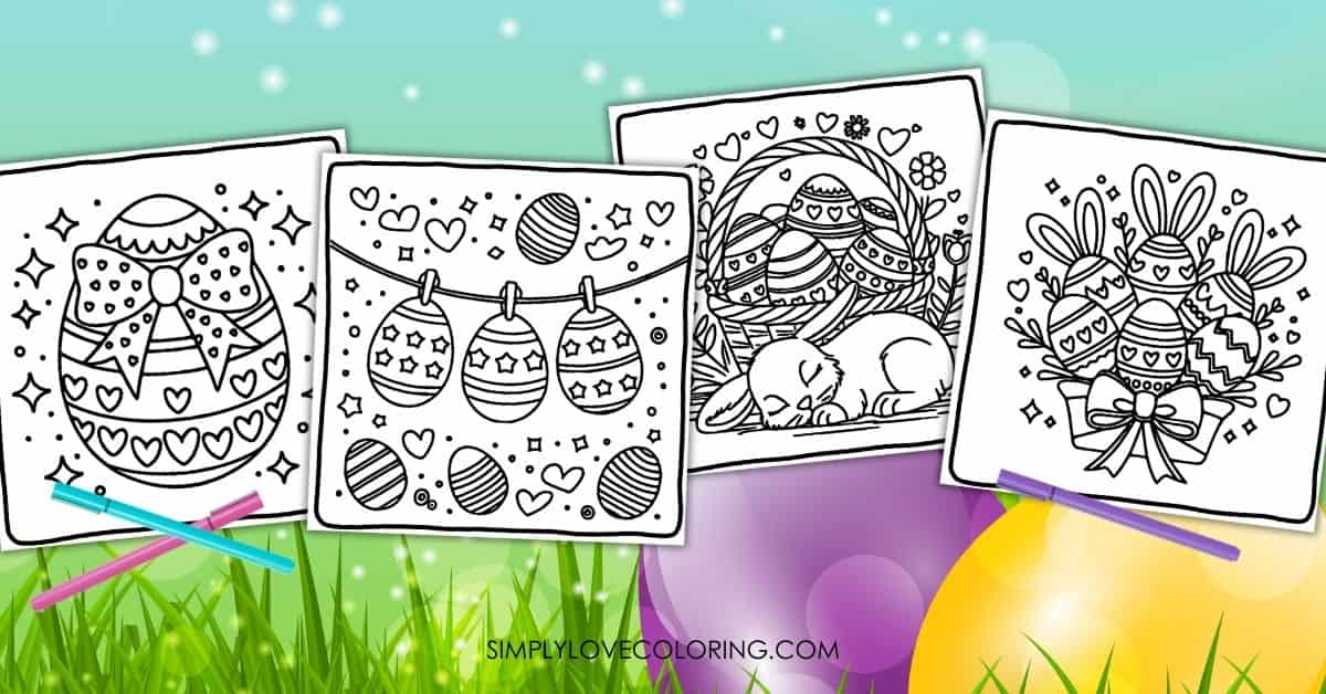 cute Easter egg coloring pages featured image