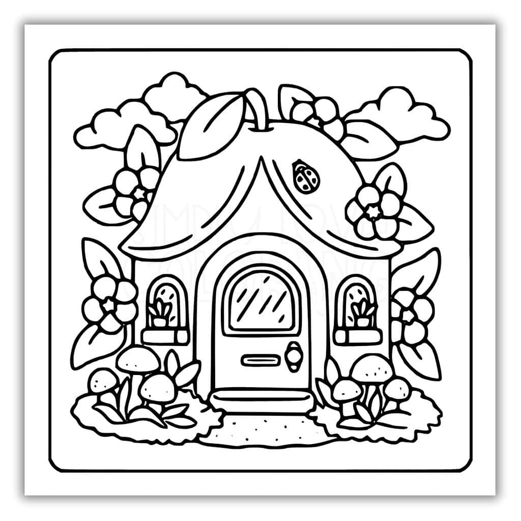 Fairy House Garden Coloring Pages Coloring Sheet