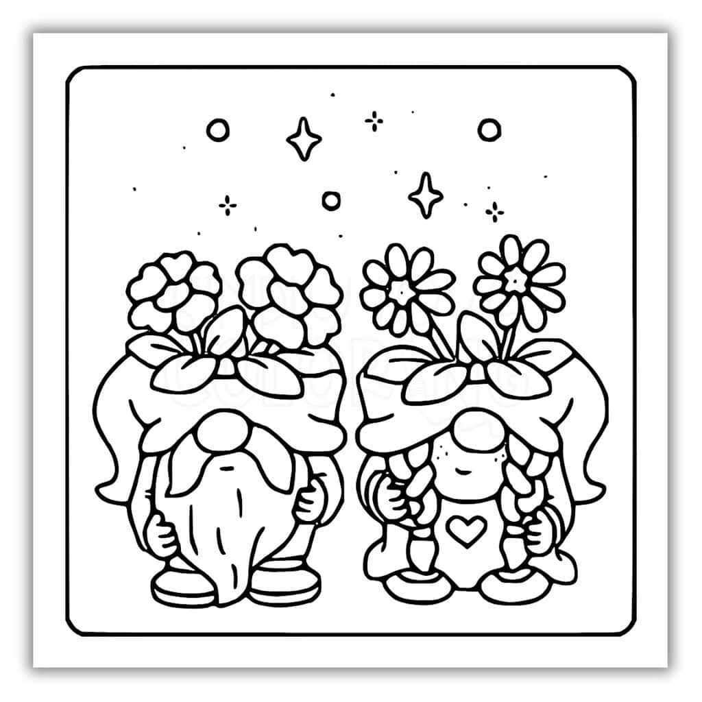 Gnome Garden Coloring Sheet