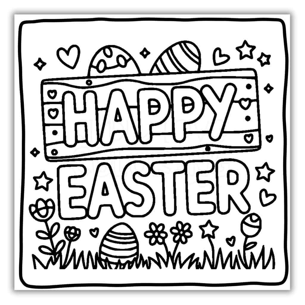 Happy Easter Sign Coloring Picture