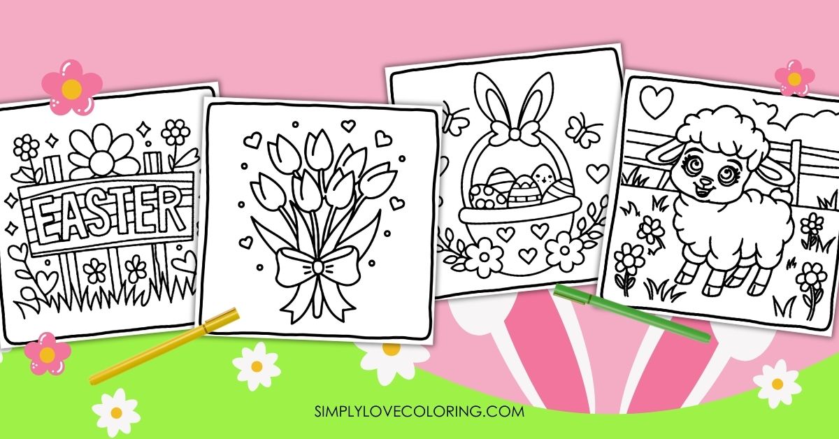 hygge easter coloring pages featured image