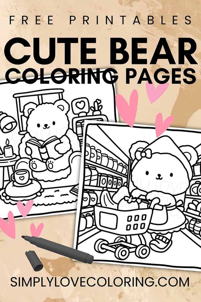 Cute Bear Coloring Pages Free PDF Printables Simply Love Coloring