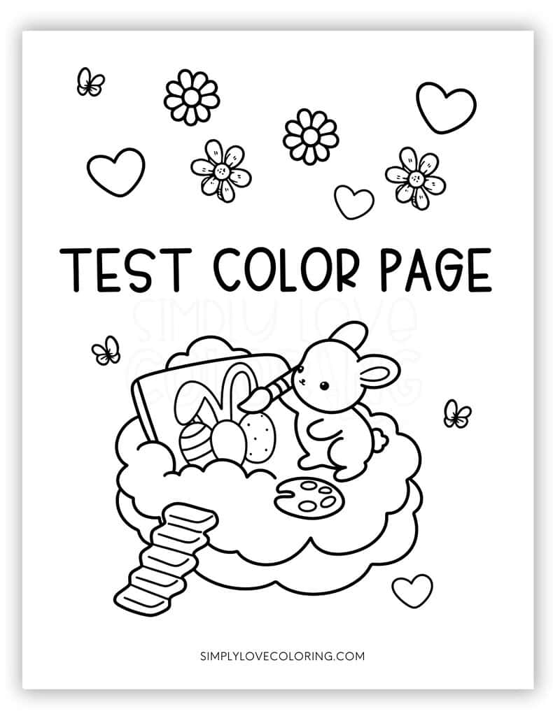 Test Color Page Cute Easter Bunny Coloring Page