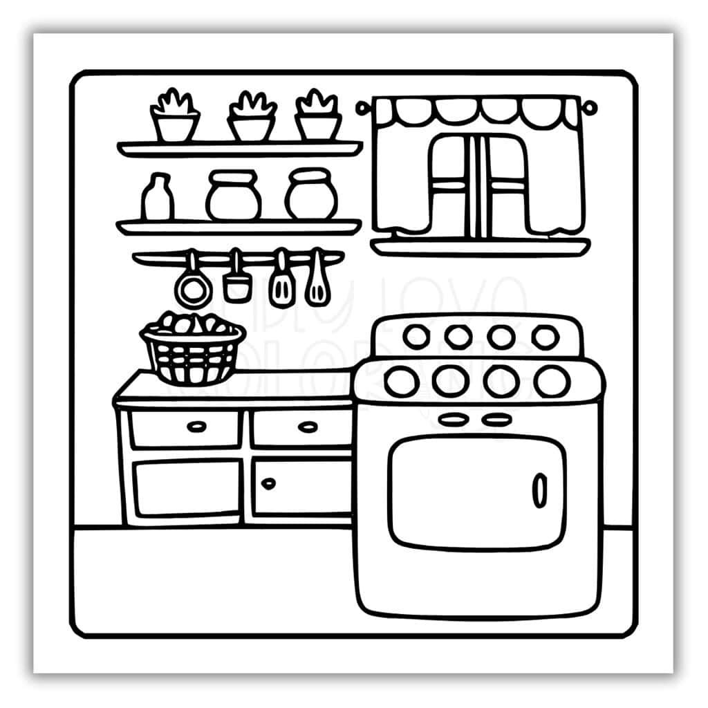 Vintage Stove Coloring Sheet