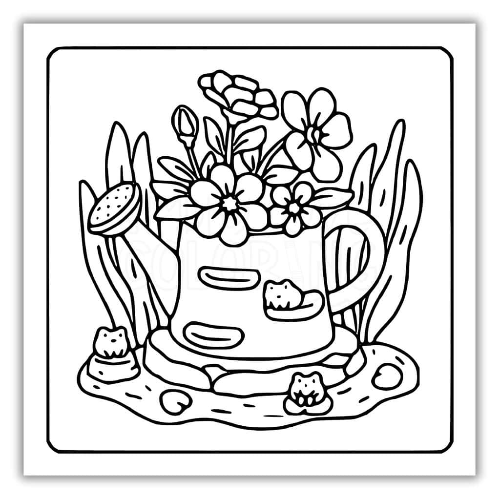 Watering Can Garden Coloring Pages Coloring Picture