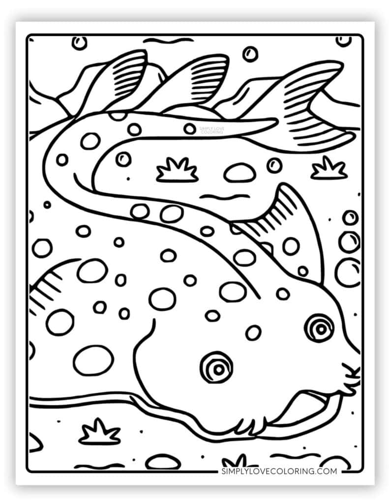 Angel Shark Sea Creatures Coloring Page