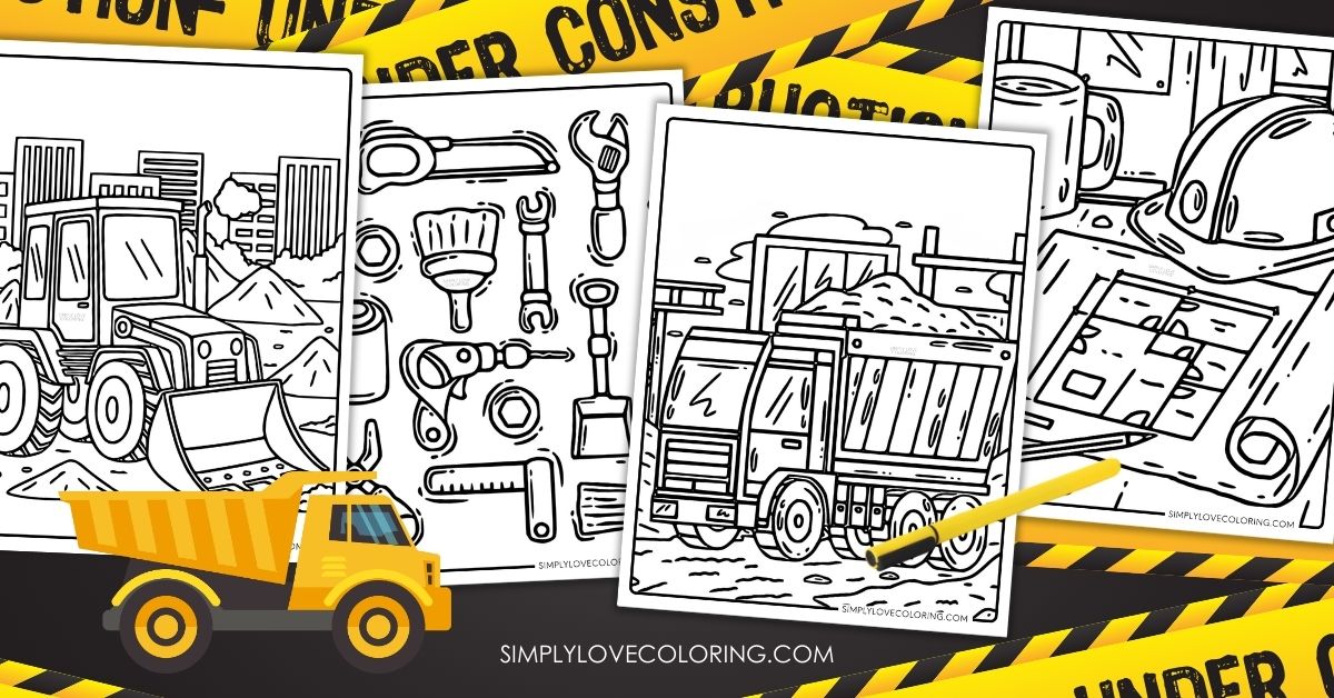 construction coloring pages featured image