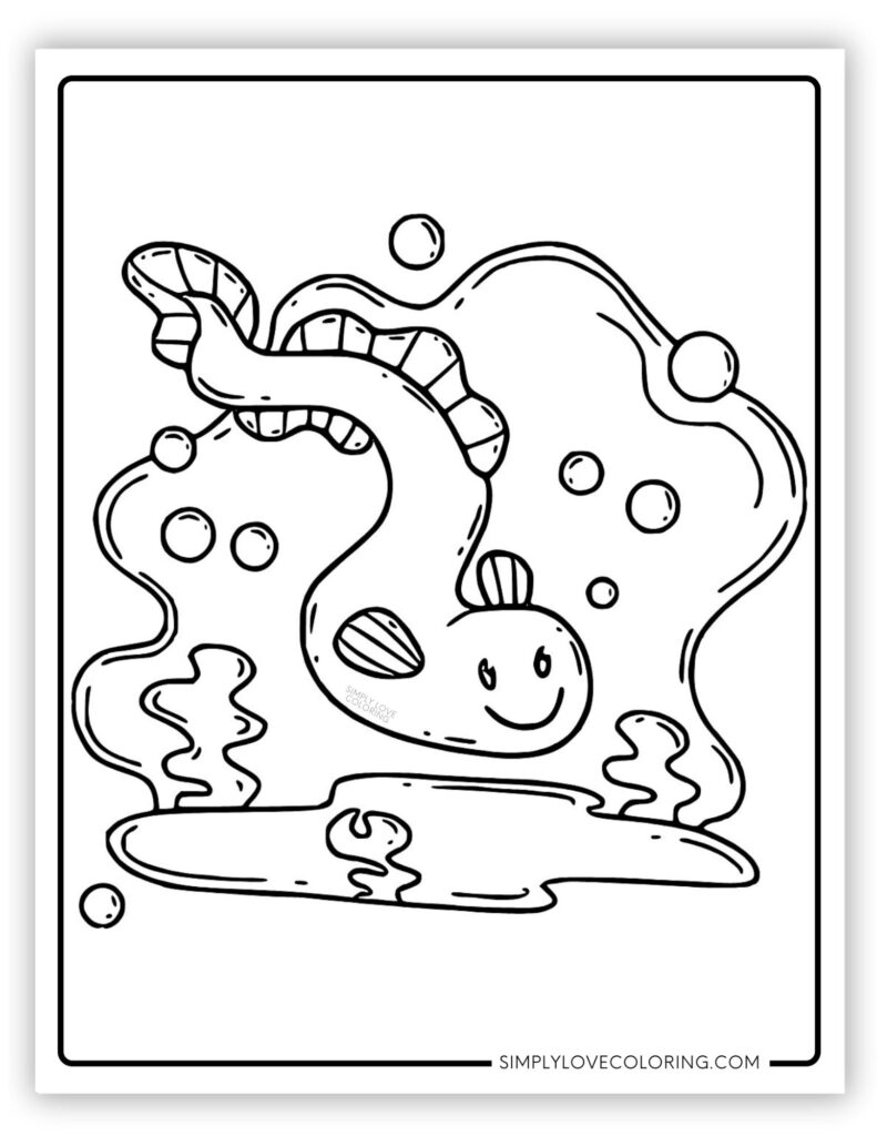 Cute Eel Sea Creatures Coloring Page